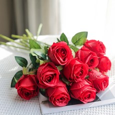 수국 알륨 조화 인테리어 부쉬 다발 장식 꽃 촬영 컬러, 10송이 보가리아 로즈 레드