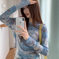 해피유통 여성 나염 긴팔티 여름 차외선차단 예술 패션 티셔츠jhlmy
