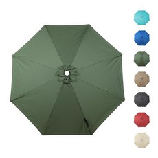 COWVIE 2.7m(9피트) 마켓 우산 캐노피 교체품 8개의 리브 파티오 우산용 마당용 야외 테이블 파라솔 교체품 캐노피만 포함, 3m(10피트) 라운드 마켓 캐노피, 올리브 그로브