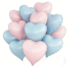 CEUQIESO 핑크 크림 블루 혼합 하트 호일 풍선 10개 생일 주년기념 결혼식 발렌타인데이 일반 기념행사용, 핑크 블루