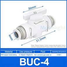 BUC BTC 4mm 6mm 8mm 10mm 회전 푸시인 공압식 전류 커넥터 12mm 제한 수동 스위치 밸브 핸드, BUC 04(white)