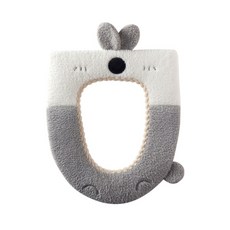 카툰 토끼 화장실 시트 커버 패드 두꺼운 니트 화장실 시트 쿠션은 대부분의 크기의 화장실 시트에 적합합니다, 회색 토끼, 1개