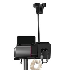 QZWEXAZ 헤어 드라이어 홀더 벽걸이 실리콘 패드가 있는 드릴 프리 헤어 툴 오거나이저 360° 조절 가능한 스탠드 휴대폰 스탠드 1개 및 후크 4개 대부분의 건조, QZWEXAZ 헤어 드라이어 홀더 벽걸이, 실리콘 패드