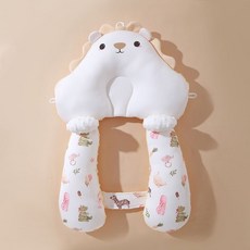 嬰兒寶寶枕 小獅子造型 可水洗防驚嚇安撫定型枕 新生兒零高度護頸側睡枕 多功能床圍餵奶枕, 小獅子（現貨）
