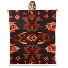 Feelyou 블루 블랙 사우스웨스턴 셰르파 담요 부족 아메리카 원주민 인디언 후리스 어린이 방 장식 이국적인 스타일 플러시 소파 침대 소파용 농가 웨스턴 퍼지 담요 228