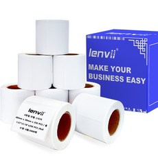 LENVII 다용도 감열 합성라벨 방수 방유 찢김 스크래치 방지 선명한 인쇄 감열라벨 프린터 전용 가정 마트 사무실 택배용 4/8/12롤, 1박스