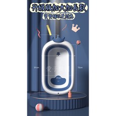 折疊嬰兒浴盆 皇冠造型感溫水塞設計, 感溫水塞皇冠深海藍止滑浴盆