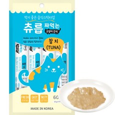 츄릅 고양이 참치 닭고기 오리 연어 짜먹는 스틱형 간식, 1개, 60g