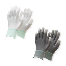 에이스글러브 손끝 고급 PU 탑장갑 백색 회색 손가락 코팅, 10세트, XS.