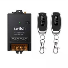台灣出貨 新款12V24V36V48V60V72V通用遙控開關直流單路水泵電瓶燈具電器, 控制器+2個遙控器100米, 1個