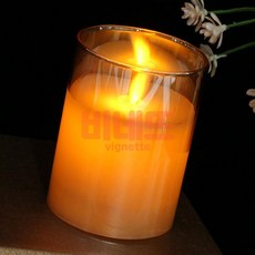 유리병 LED 캔들 무드등 10cm 브라운 아기방수면등