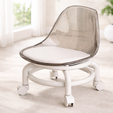 가온템 등받이 바퀴달린 낮은 앉은뱅이의자, 1개, 투명 화이트