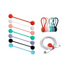 POLYWELL 磁吸式理線器 11公分 多色可選 電線收納 捲線器 耳機線固定, 白色, 1個