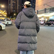 男女同款加厚保暖長款棉服 情侶純色簡約冬裝外套 寬鬆休閒棉衣麵包服