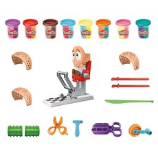 Play-Doh 크레이지 커츠 스타일리스트 헤어 살롱 역할 놀이 장난감 3색 캔 8개 각 56.7g(2온스) 무독성 3세 이상