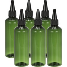 파티킬 플라스틱 어플리케이터 병 6개 3.4온스100ml 누수 방지 리필 가능한 빈 디스펜서 용기 압착 헤어 잉크 액체 소스용 트위스트 탑 캡 그린