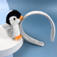 아이템팡 동물 머리띠 파티 생일 놀이공원 사진관, 펭귄인형-그레이