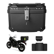 Rockykey 리어 트렁크 45L 리어 박스 탑 케이스 대용량 방수 방범 대책 고강도 폴리프로필렌 받침대 포함 설치베이스 부속 자전거 상자 BLACK, 상세페이지 참조