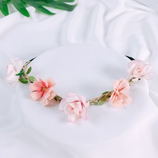 셀프 웨딩 촬영용 조화 화관 꽃머리띠, 화관 A타입 - 코랄핑크