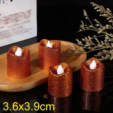 LED 촛불 불꽃없는 반짝이 차 조명 멀티 컬러 웨이브 모양 데스크탑 장식 램프 웨딩 크리스마스 파티 홈 장식 4 개 1, Orange(1PCS), 3PCS
