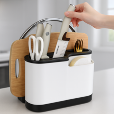 살림잇 도마까지 싹 정리되는 주방도구 수납함, 블랙, 1개