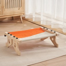 고양이 침대 난간 해먹 거치대 받침대 원목 보조 베드, 1개, 그레이 오렌지 B