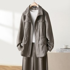 린넨 텐셀 혼방 여성 바람막이 자켓 허리 스트링 아우터 (정장/출퇴근용)