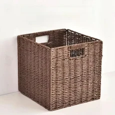 위커 스타일 수납 바구니 사각형 정리함 침실 옷장 침대 밑 수납 바구니 패브릭 소재 접이식 큐빅 수납 캐, 07 브라운 특대 사이즈 32*32*32