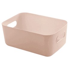 純色無印風簡約帶蓋收納籃, 杏粉, 1個