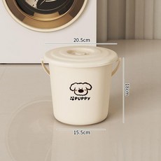 加大號帶蓋水桶 附提把 兒童沙灘桶 家用清潔桶 米白色, 帶蓋 桶仔 小號-米白色