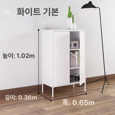 파스텔 철제 캐비닛 감성, 2개 문, 조립 완료, 화이트 스탠다드