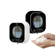 삼플라 벽걸이형 자동 핸드워시 디스펜서 거품타입 손세정기 대용량 충전식 스마트 센서 소프트버블 거품비누 거품형 거품 펌프용기 무타공 손세정제 화장실 주방 싱크대 욕실 세면대 샴푸, 블랙, 1개