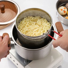 SMABAT 다용도 스텐 냄비 찜기 6종세트 인덕션 냄비세트 스테인리스 냄비 찜기 튀김망 집게 포함, 1세트, 6종
