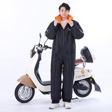 삼중지퍼 기모안감 오토바이 우주복 겨울 방수 점프슈트 방한복 배달대행 라이더, 1.블랙 190