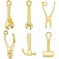 ECLATIS B2E(넓음)b2E(넓음)craft 60피스 6가지 스타일 미니 툴 참 18k도금 금 도금 합금 해머 렌치 하이퀄리티 주얼리 제작 DIY 공예 디자인 팔찌 목걸이, 60Pcs #1