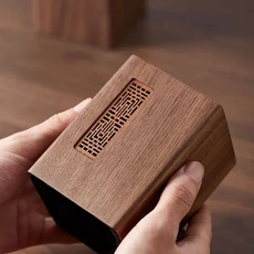 1pcs 단단한 나무 다기능 펜 홀더 - 연필 전화 스탠드에 대 조각 사무실 보관 상자와 레트로 데스크탑 정리, 01 B