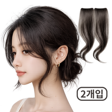 미제르바 앞머리 가발 여신 옆머리 롱버전 헤어피스 부분가발, 1개, 블랙브라운 1개, 블랙브라운