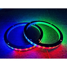 산도 테크 2PCS 8인치 RGB + 드림 컬러 추격 자동차 LED 스피커 장식용 라이트 키트 플로우 시리즈 스페이서 링 핏 트럭 보트 블루투스 앱 및 리모컨 (2), 2