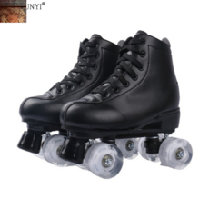 LED 커플 롤러 스케이트 슈즈 남자 여자 4륜 섬광 바퀴 발광 추억, D. 블랙+화이트휠, 220, 1개