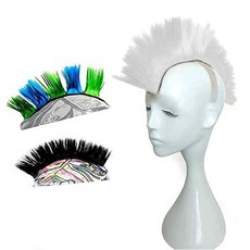 HHongJM Helmet Hawks 오토바이 헬멧 모호크 합성 가발 자전거/거의 헬멧/스틱 재사용 가능한 디자인/옐로우, 화이트