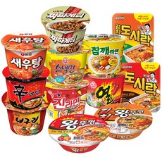 Blue Zone人氣容器杯麵 12種 1組 農心 辛拉麵+浣熊拉麵+蝦湯麵+辣牛肉麵碗麵+不倒翁 金拉麵 辣味+點