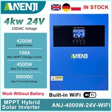 ANENJI 2KW 2KW 태양광 100A OFFGRID 순수 인버터 PV 충전 사인파 500V 120A 48V 컨트롤러 MPPT 24V ONGRID, ANJ 4000W 24V WIFI 1