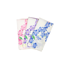 KAIFU 凱富 印花款日式紗布長巾 蘭花款 34 x 86cm (超值3入組), 粉+紫+藍, 1個