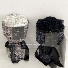 Floraflower 高級黑白俄羅斯永生花花束〖浪漫禮物〗情人節 520 七夕 畢業 告白 精美 質感 絕美 玫瑰花, 白色