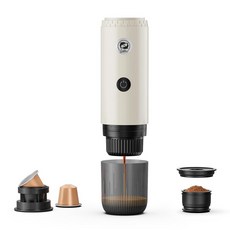 아이카필라스 자체 가열 기능이 있는 휴대용 에스프레소 메이커 캠핑 및 자동차용 19바 전기 여행용 커피 2-in-1 미니 머신 네스프레소 캡슐 그라운드 커피와 호환 780, 화이트