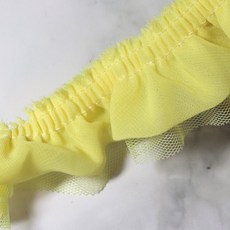 이중쉬폰프릴 9색 4cm x 90cm 주름 레이스, 옐로우, 1개