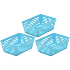 가정용 서랍 선반 및 사무실 정리를 위한 3팩 플라스틱 보관 바구니 통 주방 팬트리 캐비닛 침실 욕실에 적합한 기능성 트레이용기 투명, 3, Pink