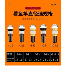野釣神器 智能感應上餌燈 魚竿後堵燈 夜釣明珠 強光超亮 感應燈, 1個, 后堵燈19#-17-19mm 顏色隨機
