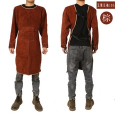 목공앞치마 대형 용접 소가죽 긴 롱 방염 앞치마, 1개, 브라운 패치워크 무칼라 긴팔 105cm