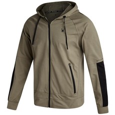 Spyder 남성용 집업 후디 - 애슬레틱 테크 더블 니트 풀 지퍼 체육관 및 운동 후드 사이드 포켓 포함 브라운 스톤 S 173263